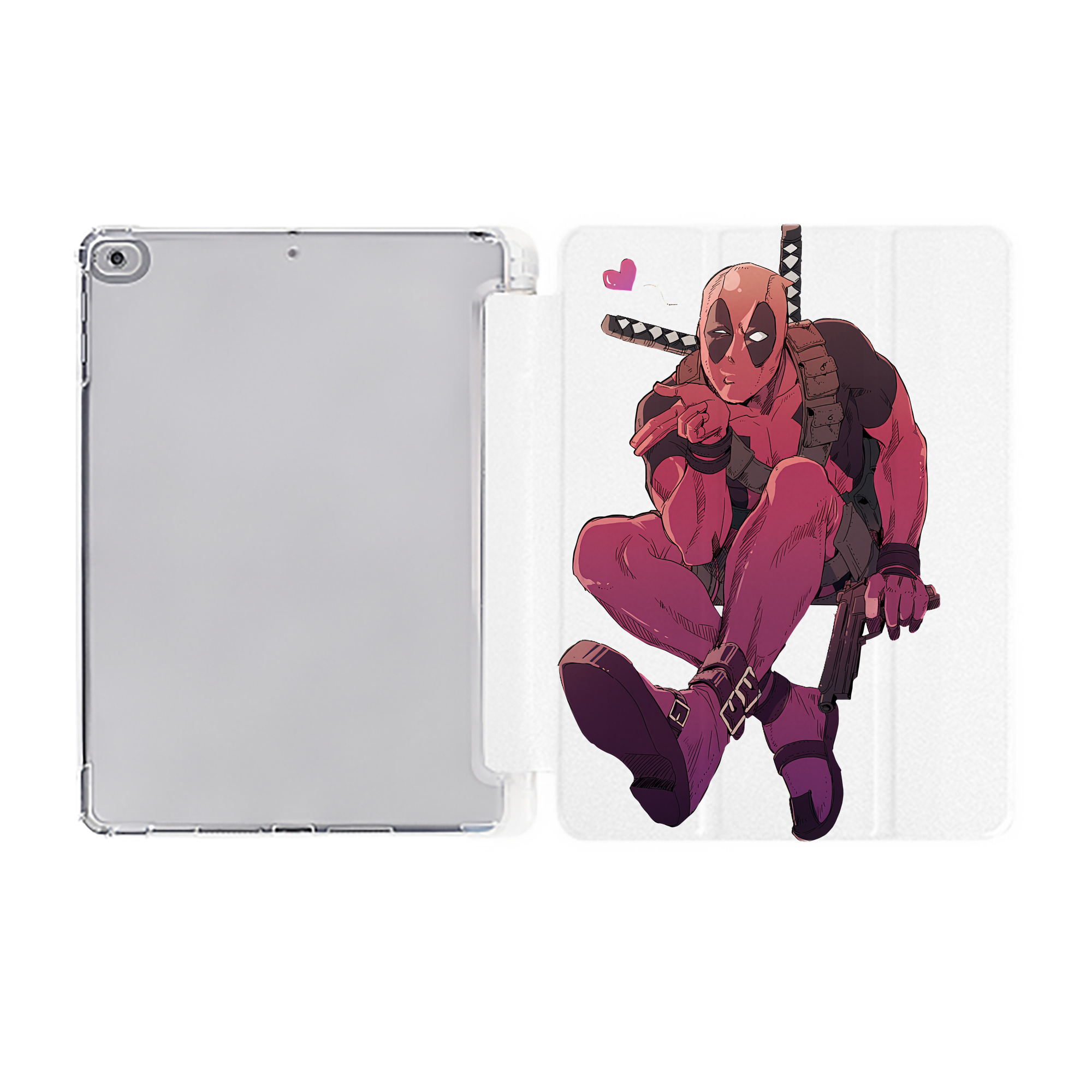（画像用） Deadpool デッドプール IPad ケース ペン収納付き 三つ折りスタンド PUレザー×シリコン 対応機種9.5/10.5/10.9インチ